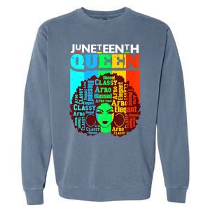 Juneteenth Black Queen Afro Melanin Girl Magic Women Girl Garment-Dyed Sweatshirt