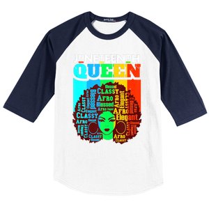 Juneteenth Black Queen Afro Melanin Girl Magic Women Girl Baseball Sleeve Shirt