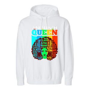 Juneteenth Black Queen Afro Melanin Girl Magic Women Girl Garment-Dyed Fleece Hoodie