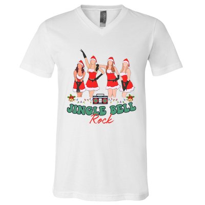 Jingle Bell Rock Girls Christmas V-Neck T-Shirt