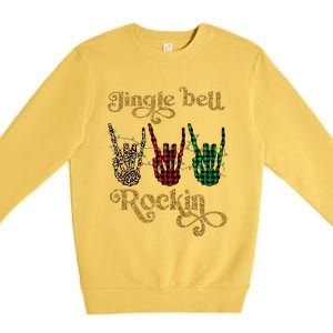 Jingle Bell Rockin Merry Christmas Santa Rock Fan Funny Gift Xmas Gift Premium Crewneck Sweatshirt