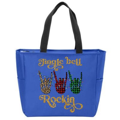 Jingle Bell Rockin Merry Christmas Santa Rock Fan Funny Gift Xmas Gift Zip Tote Bag