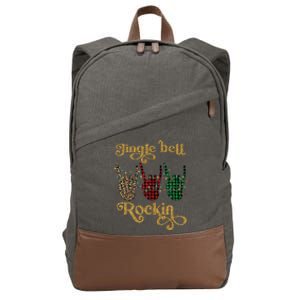 Jingle Bell Rockin Merry Christmas Santa Rock Fan Funny Gift Xmas Gift Cotton Canvas Backpack