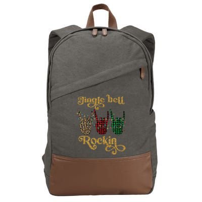 Jingle Bell Rockin Merry Christmas Santa Rock Fan Funny Gift Xmas Gift Cotton Canvas Backpack