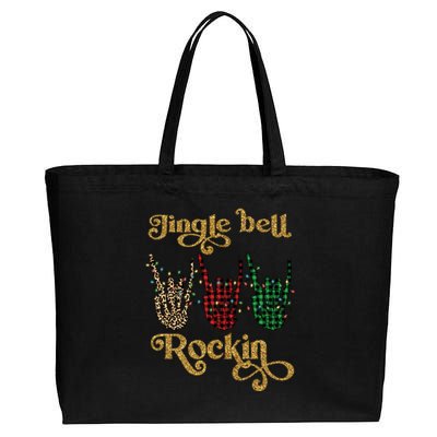 Jingle Bell Rockin Merry Christmas Santa Rock Fan Funny Gift Xmas Gift Cotton Canvas Jumbo Tote