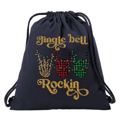 Jingle Bell Rockin Merry Christmas Santa Rock Fan Funny Gift Xmas Gift Drawstring Bag