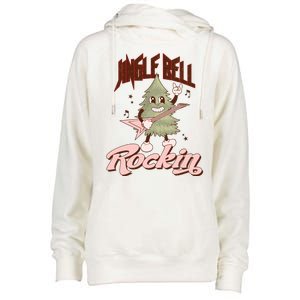 Jingle Bell Rockin Guitar Tree Womens Funnel Neck Pullover Hood