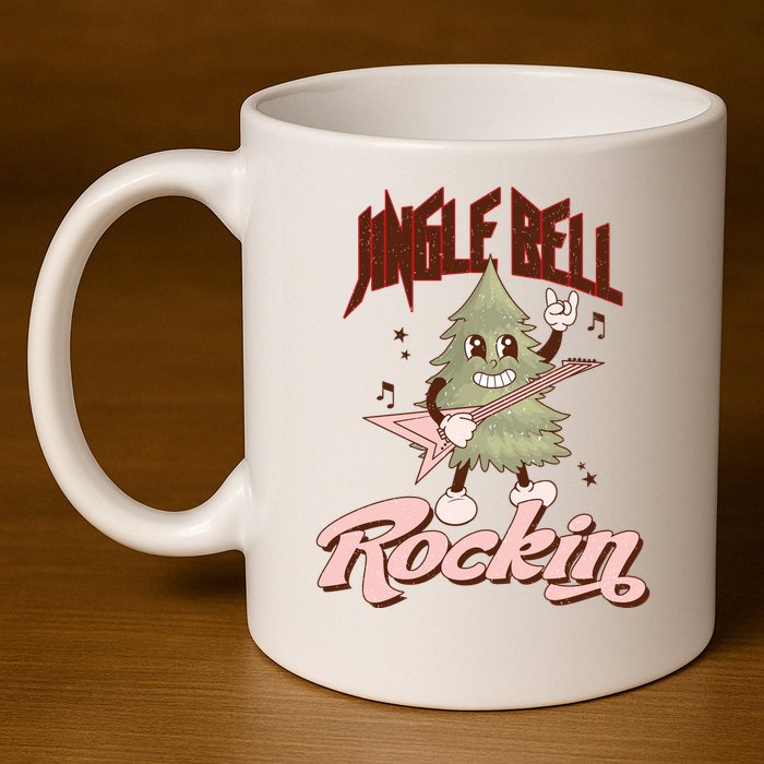 Jingle Bell Rockin Guitar Tree 11oz C Handle Ceramic Mug