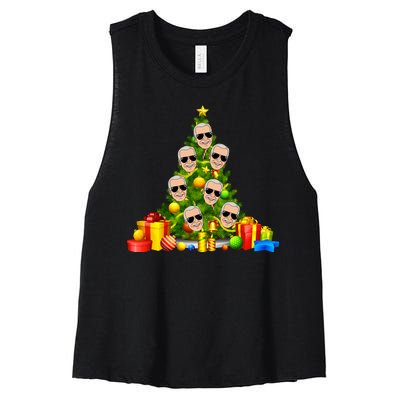 Joe Biden Rockin Around The Christmas Tree Women's Racerback Cropped Tank