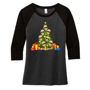 Joe Biden Rockin Around The Christmas Tree Women's Tri-Blend 3/4-Sleeve Raglan Shirt