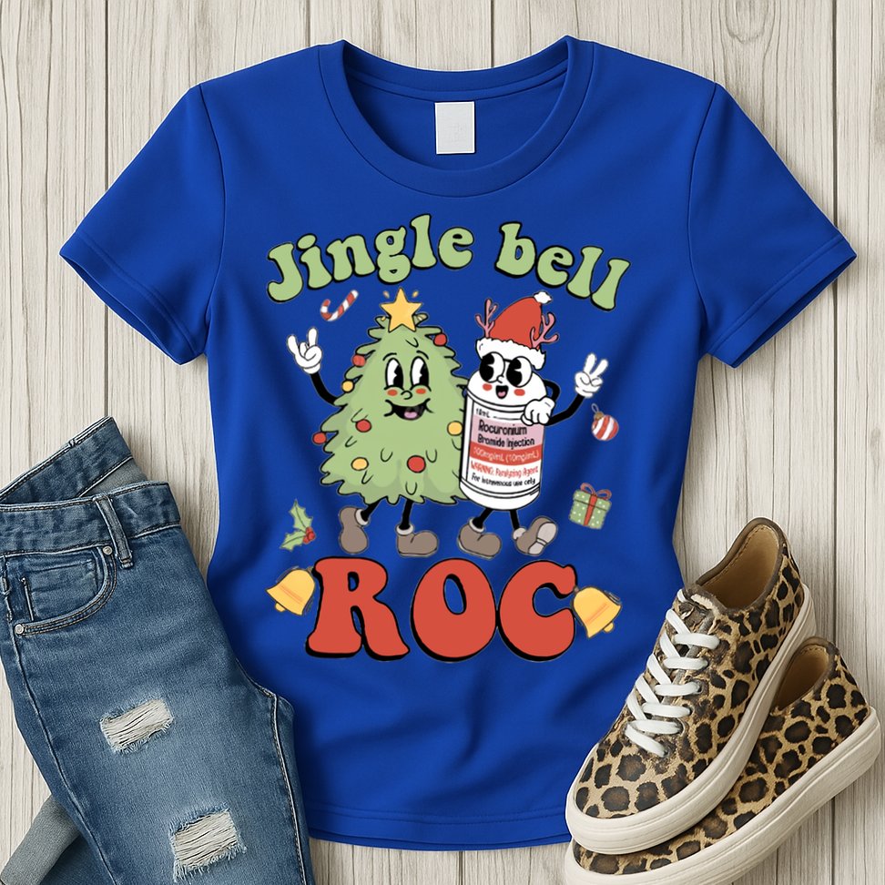 Jingle Bell Roc Icu Nurse Christmas Intensive Care Unit Gift Womens T-Shirt