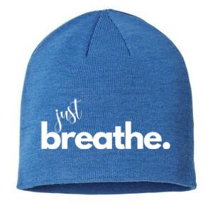 Just Breathe Relaxation Motivational Minimalist Yoga Design Gift Sustainable Beanie