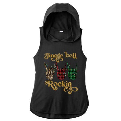 Jingle Bell Rockin Merry Christmas Santa Rock Fan Funny Gift Xmas Gift Ladies PosiCharge Tri-Blend Wicking Draft Hoodie Tank