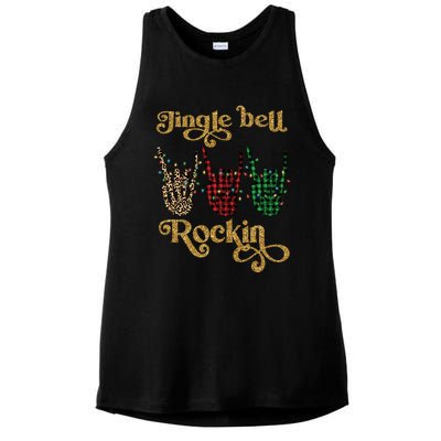 Jingle Bell Rockin Merry Christmas Santa Rock Fan Funny Gift Xmas Gift Ladies PosiCharge Tri-Blend Wicking Tank