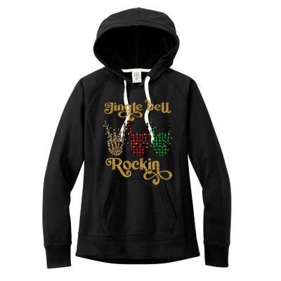 Jingle Bell Rockin Merry Christmas Santa Rock Fan Funny Gift Xmas Gift Women's Fleece Hoodie