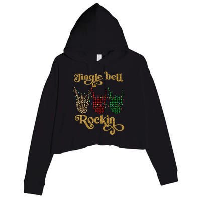 Jingle Bell Rockin Merry Christmas Santa Rock Fan Funny Gift Xmas Gift Crop Fleece Hoodie