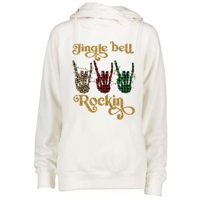 Jingle Bell Rockin Merry Christmas Santa Rock Fan Funny Gift Xmas Gift Womens Funnel Neck Pullover Hood