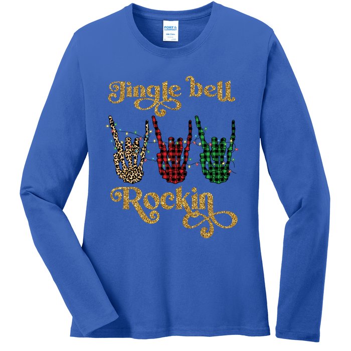 Jingle Bell Rockin Merry Christmas Santa Rock Fan Funny Gift Xmas Gift Ladies Long Sleeve Shirt