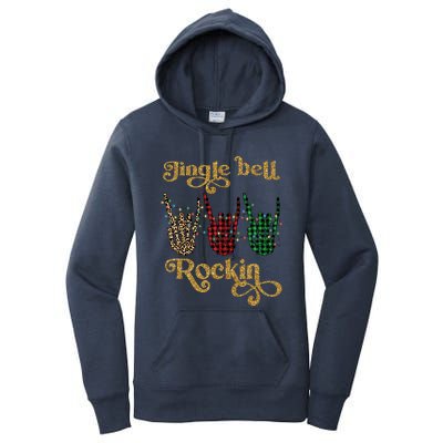 Jingle Bell Rockin Merry Christmas Santa Rock Fan Funny Gift Xmas Gift Women's Pullover Hoodie