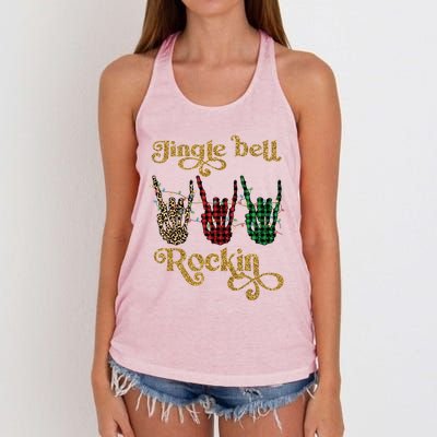 Jingle Bell Rockin Merry Christmas Santa Rock Fan Funny Gift Xmas Gift Women's Knotted Racerback Tank