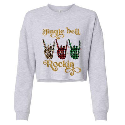 Jingle Bell Rockin Merry Christmas Santa Rock Fan Funny Gift Xmas Gift Cropped Pullover Crew