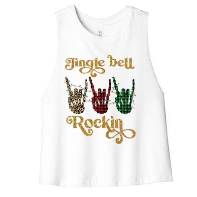 Jingle Bell Rockin Merry Christmas Santa Rock Fan Funny Gift Xmas Gift Women's Racerback Cropped Tank