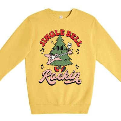 Jingle Bell Rockin Groovy Retro Christmas Xmas Tree Gift Premium Crewneck Sweatshirt