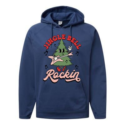 Jingle Bell Rockin Groovy Retro Christmas Xmas Tree Gift Performance Fleece Hoodie