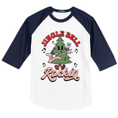 Jingle Bell Rockin Groovy Retro Christmas Xmas Tree Gift Baseball Sleeve Shirt