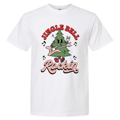 Jingle Bell Rockin Groovy Retro Christmas Xmas Tree Gift Garment-Dyed Heavyweight T-Shirt