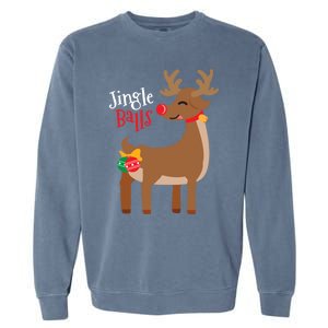 Jingle Balls Reindeer Naughty Friend Christmas Gift Great Gift Garment-Dyed Sweatshirt