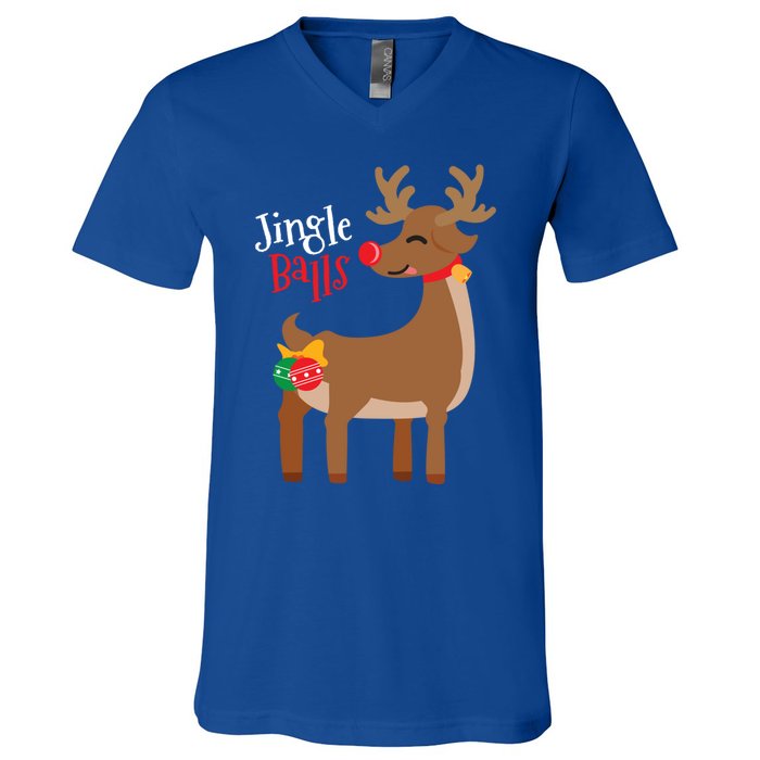 Jingle Balls Reindeer Naughty Friend Christmas Gift Great Gift V-Neck T-Shirt