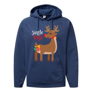 Jingle Balls Reindeer Naughty Friend Christmas Gift Great Gift Performance Fleece Hoodie