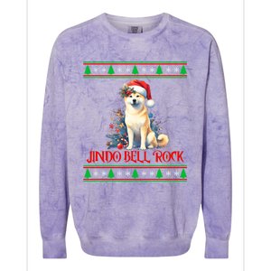 Jindo Bell Rock Cute Xmas Jindo Dog Santa Christmas Puns Cool Gift Colorblast Crewneck Sweatshirt