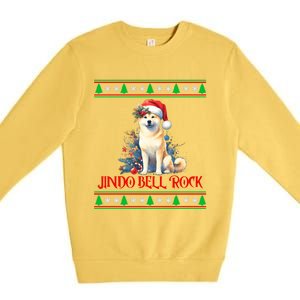 Jindo Bell Rock Cute Xmas Jindo Dog Santa Christmas Puns Cool Gift Premium Crewneck Sweatshirt