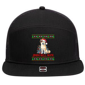 Jindo Bell Rock Cute Xmas Jindo Dog Santa Christmas Puns Cool Gift 7 Panel Mesh Trucker Snapback Hat