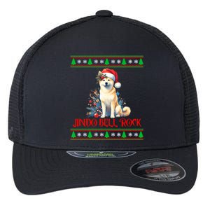 Jindo Bell Rock Cute Xmas Jindo Dog Santa Christmas Puns Cool Gift Flexfit Unipanel Trucker Cap