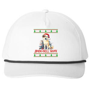 Jindo Bell Rock Cute Xmas Jindo Dog Santa Christmas Puns Cool Gift Snapback Five-Panel Rope Hat