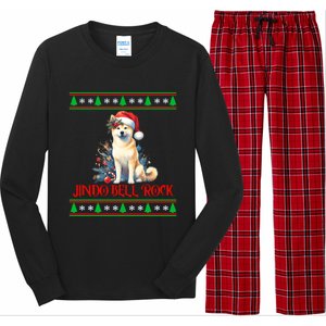 Jindo Bell Rock Cute Xmas Jindo Dog Santa Christmas Puns Cool Gift Long Sleeve Pajama Set