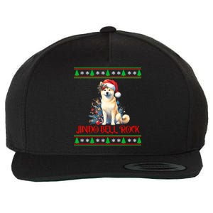 Jindo Bell Rock Cute Xmas Jindo Dog Santa Christmas Puns Cool Gift Wool Snapback Cap