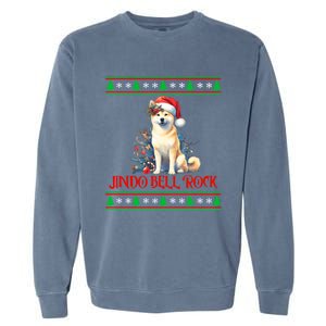 Jindo Bell Rock Cute Xmas Jindo Dog Santa Christmas Puns Cool Gift Garment-Dyed Sweatshirt