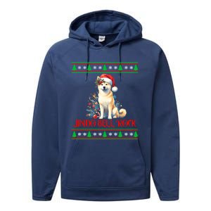 Jindo Bell Rock Cute Xmas Jindo Dog Santa Christmas Puns Cool Gift Performance Fleece Hoodie