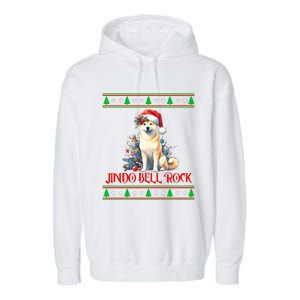 Jindo Bell Rock Cute Xmas Jindo Dog Santa Christmas Puns Cool Gift Garment-Dyed Fleece Hoodie