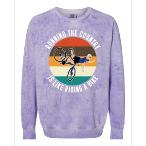 Joe Biden Running The Country Is Like Riding A Bike Colorblast Crewneck Sweatshirt