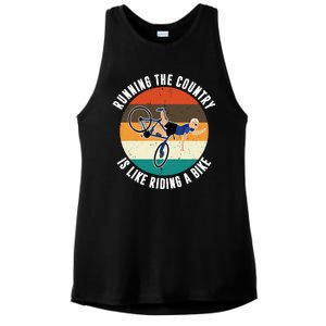 Joe Biden Running The Country Is Like Riding A Bike Ladies PosiCharge Tri-Blend Wicking Tank