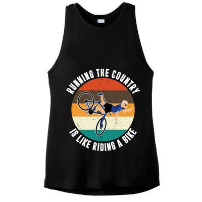Joe Biden Running The Country Is Like Riding A Bike Ladies PosiCharge Tri-Blend Wicking Tank