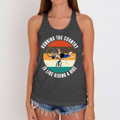 Joe Biden Running The Country Is Like Riding A Bike Women's Knotted Racerback Tank