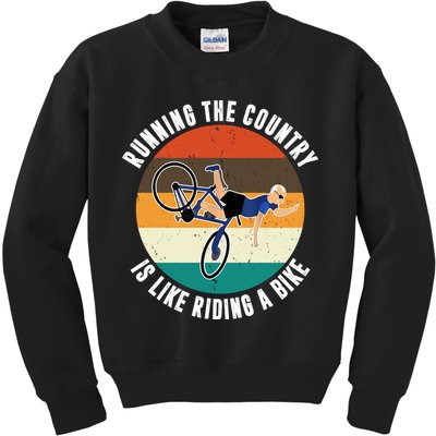 Joe Biden Running The Country Is Like Riding A Bike Kids Sweatshirt