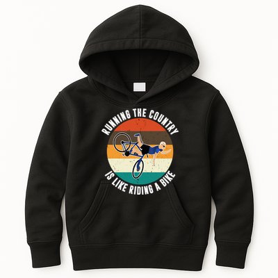 Joe Biden Running The Country Is Like Riding A Bike Kids Hoodie