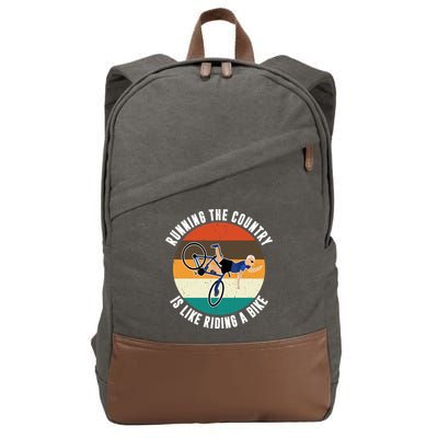 Joe Biden Running The Country Is Like Riding A Bike Cotton Canvas Backpack